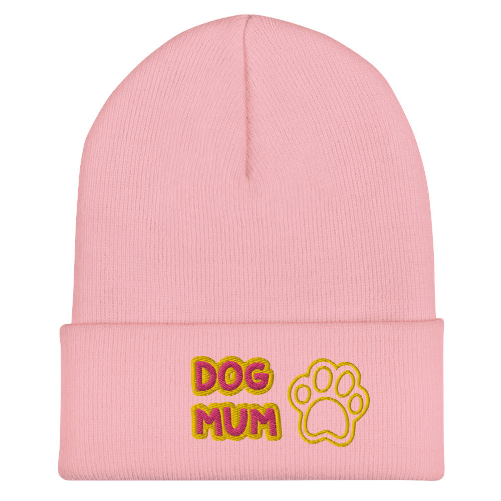 Dog Mum Embroidered Cuffed Beanie Hat