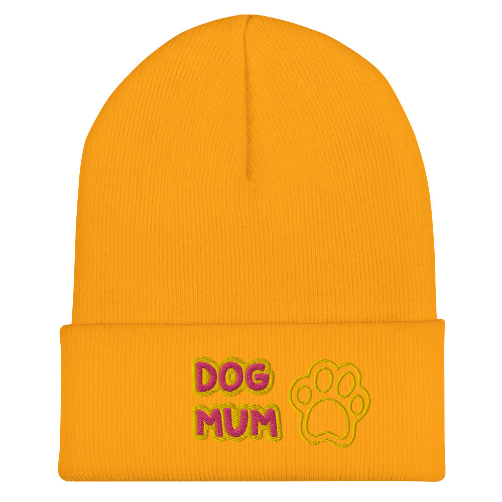 Dog Mum Embroidered Cuffed Beanie Hat