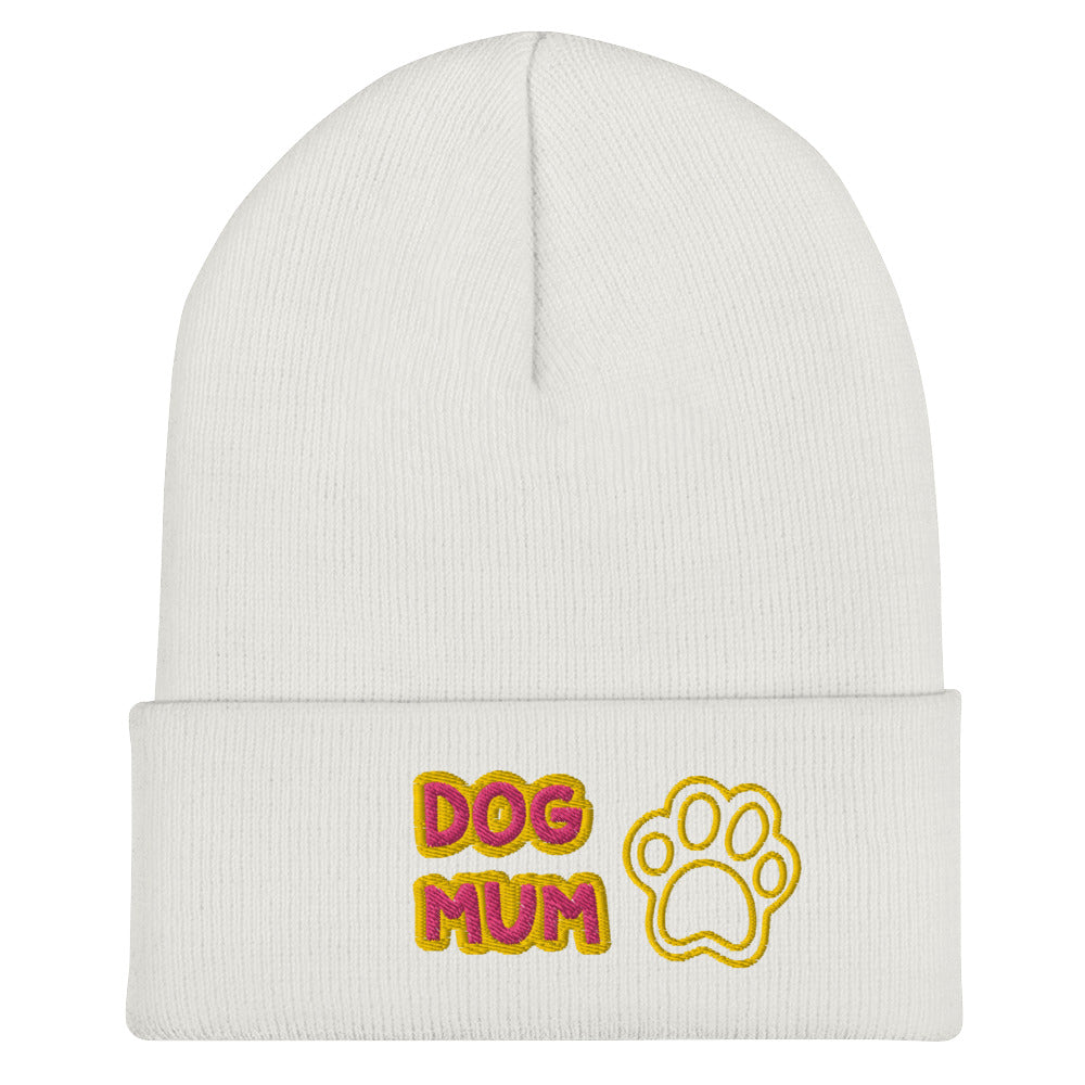 Dog Mum Embroidered Cuffed Beanie Hat