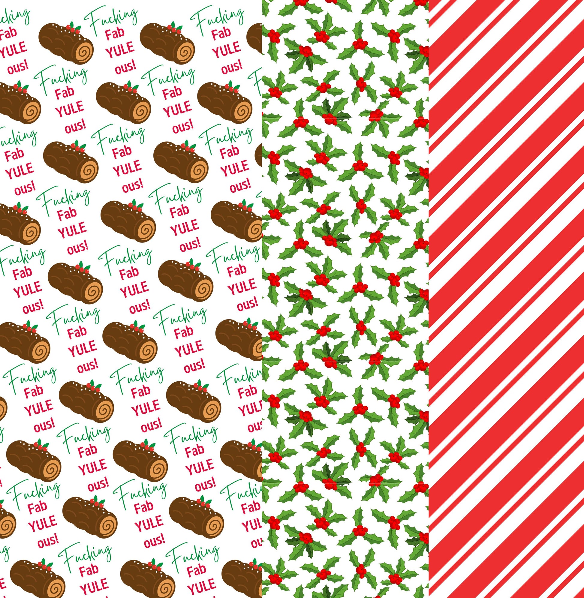 Christmas Wrapping Paper, Yule Log Funny Wrapping Paper, Christmas Gift Wrap, Novelty Wrapping Paper, Rude Gift Wrap, Downloadable PDF