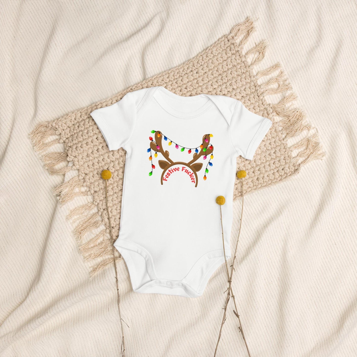 Festive Fecker Organic cotton baby bodysuit