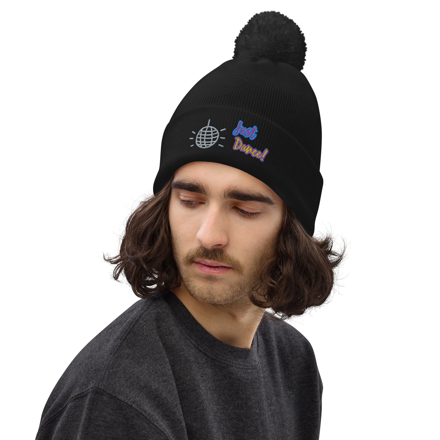 Just Dance Embroidered Pom Pom Beanie