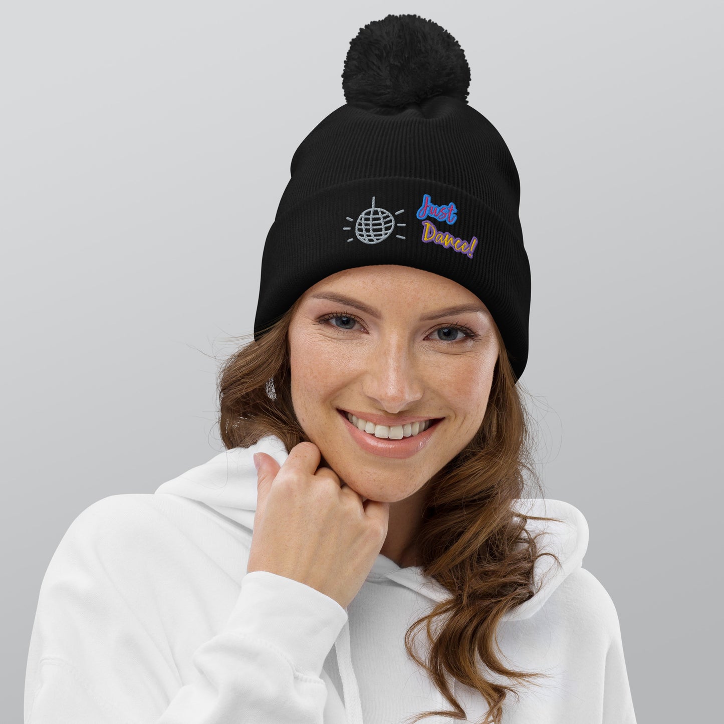 Just Dance Embroidered Pom Pom Beanie