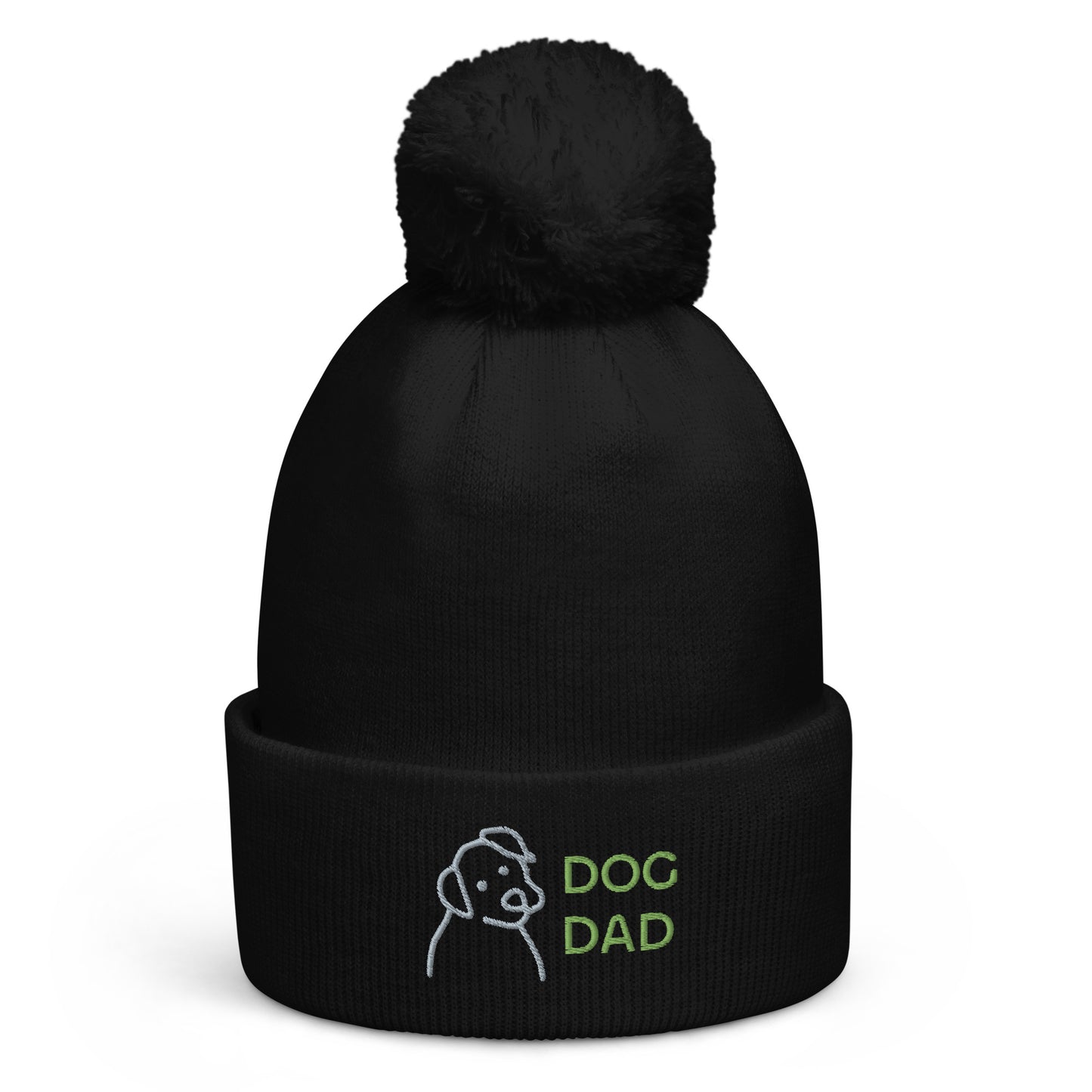 Dog Dad Pom Pom Embroidered Beanie