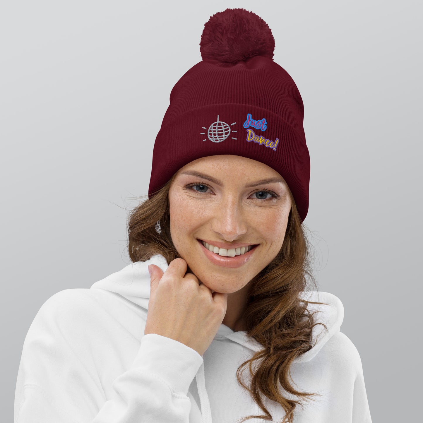 Just Dance Embroidered Pom Pom Beanie