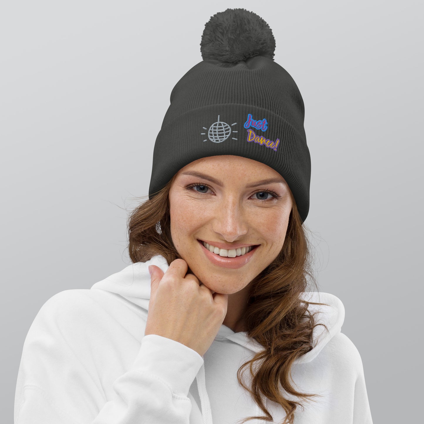 Just Dance Embroidered Pom Pom Beanie