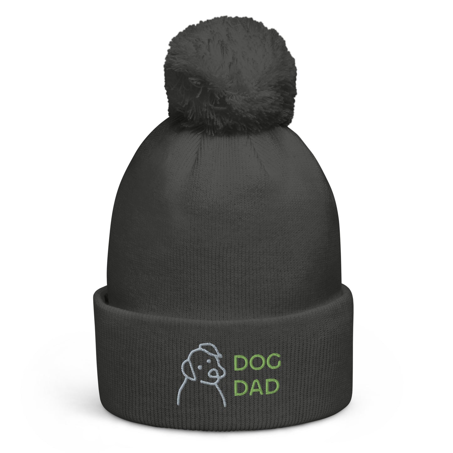 Dog Dad Pom Pom Embroidered Beanie