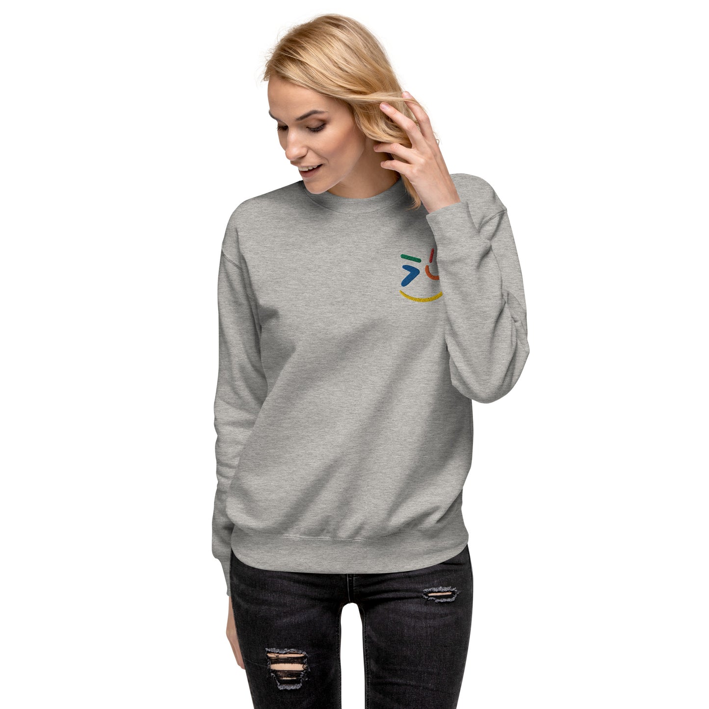 Smiling is Free Therapy - Embroidered Premium Sweatshirt